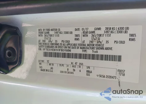 2017 Ford F-150 Xl from USA, damaged, VIN 1FTEX1E81HFB31856